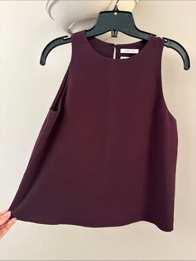 Babaton Deep Plum Ribbed Sleeveless Top